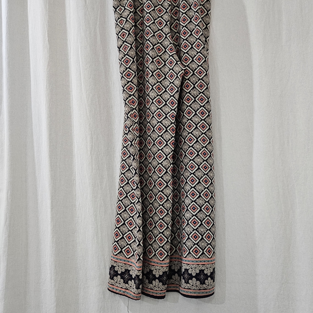Millibon Wide Leg Jumpsuit in Black & Orange Print Women’s Size S - Picture 4 of 5